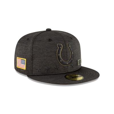 Black Indianapolis Colts Hat - New Era NFL Salute To Service 59FIFTY Fitted Caps USA7890254